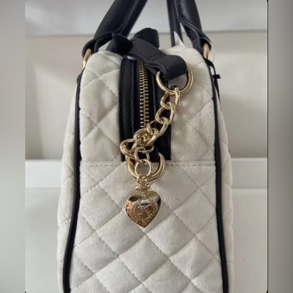 ❌SALE❌NWT Juicy Couture Velour Crystal Chocolate Quilted Royal Moment Bowler Bag - Picture 5 of 10